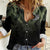 Camouflage Bowling Women Casual Shirt with Grunge American Flag and Pin Emblem in Military Green - Wonder Print Shop