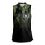 Camouflage Bowling Women Sleeveless Polo Shirt with Grunge American Flag and Pin Emblem in Military Green - Wonder Print Shop