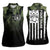 Camouflage Bowling Women Sleeveless Polo Shirt with Grunge American Flag and Pin Emblem in Military Green - Wonder Print Shop