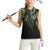 Camouflage Bowling Women Sleeveless Polo Shirt with Grunge American Flag and Pin Emblem in Military Green - Wonder Print Shop