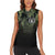 Camouflage Bowling Women Sleeveless Polo Shirt with Grunge American Flag and Pin Emblem in Military Green - Wonder Print Shop