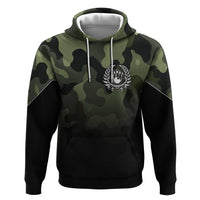 Camouflage Bowling Zip Hoodie with Grunge American Flag and Pin Emblem in Military Green - Wonder Print Shop
