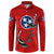 Tennessee Flag Fishing Button Sweatshirt with Ripped Hook Graphic and Triple Star Symbol in Red and Blue - Wonder Print Shop