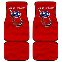 Tennessee Flag Fishing Car Mats with Ripped Hook Graphic and Triple Star Symbol in Red and Blue - Wonder Print Shop