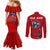 Tennessee Flag Fishing Couples Matching Mermaid Dress and Long Sleeve Button Shirt with Ripped Hook Graphic and Triple Star Symbol in Red and Blue - Wonder Print Shop