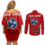 Tennessee Flag Fishing Couples Matching Off Shoulder Short Dress and Long Sleeve Button Shirt with Ripped Hook Graphic and Triple Star Symbol in Red and Blue - Wonder Print Shop