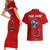 Tennessee Flag Fishing Couples Matching Short Sleeve Bodycon Dress and Hawaiian Shirt with Ripped Hook Graphic and Triple Star Symbol in Red and Blue - Wonder Print Shop