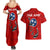 Tennessee Flag Fishing Couples Matching Summer Maxi Dress and Hawaiian Shirt with Ripped Hook Graphic and Triple Star Symbol in Red and Blue - Wonder Print Shop