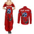 Tennessee Flag Fishing Couples Matching Summer Maxi Dress and Long Sleeve Button Shirt with Ripped Hook Graphic and Triple Star Symbol in Red and Blue - Wonder Print Shop