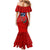 Tennessee Flag Fishing Family Matching Mermaid Dress and Hawaiian Shirt with Ripped Hook Graphic and Triple Star Symbol in Red and Blue - Wonder Print Shop