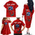 Tennessee Flag Fishing Family Matching Off The Shoulder Long Sleeve Dress and Hawaiian Shirt with Ripped Hook Graphic and Triple Star Symbol in Red and Blue - Wonder Print Shop