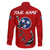 Tennessee Flag Fishing Family Matching Off The Shoulder Long Sleeve Dress and Hawaiian Shirt with Ripped Hook Graphic and Triple Star Symbol in Red and Blue - Wonder Print Shop