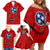 Tennessee Flag Fishing Family Matching Off Shoulder Short Dress and Hawaiian Shirt with Ripped Hook Graphic and Triple Star Symbol in Red and Blue - Wonder Print Shop