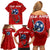 Tennessee Flag Fishing Family Matching Off Shoulder Short Dress and Hawaiian Shirt with Ripped Hook Graphic and Triple Star Symbol in Red and Blue - Wonder Print Shop