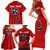 Tennessee Flag Fishing Family Matching Short Sleeve Bodycon Dress and Hawaiian Shirt with Ripped Hook Graphic and Triple Star Symbol in Red and Blue - Wonder Print Shop