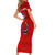 Tennessee Flag Fishing Family Matching Short Sleeve Bodycon Dress and Hawaiian Shirt with Ripped Hook Graphic and Triple Star Symbol in Red and Blue - Wonder Print Shop