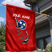 Tennessee Flag Fishing Garden Flag with Ripped Hook Graphic and Triple Star Symbol in Red and Blue - Wonder Print Shop