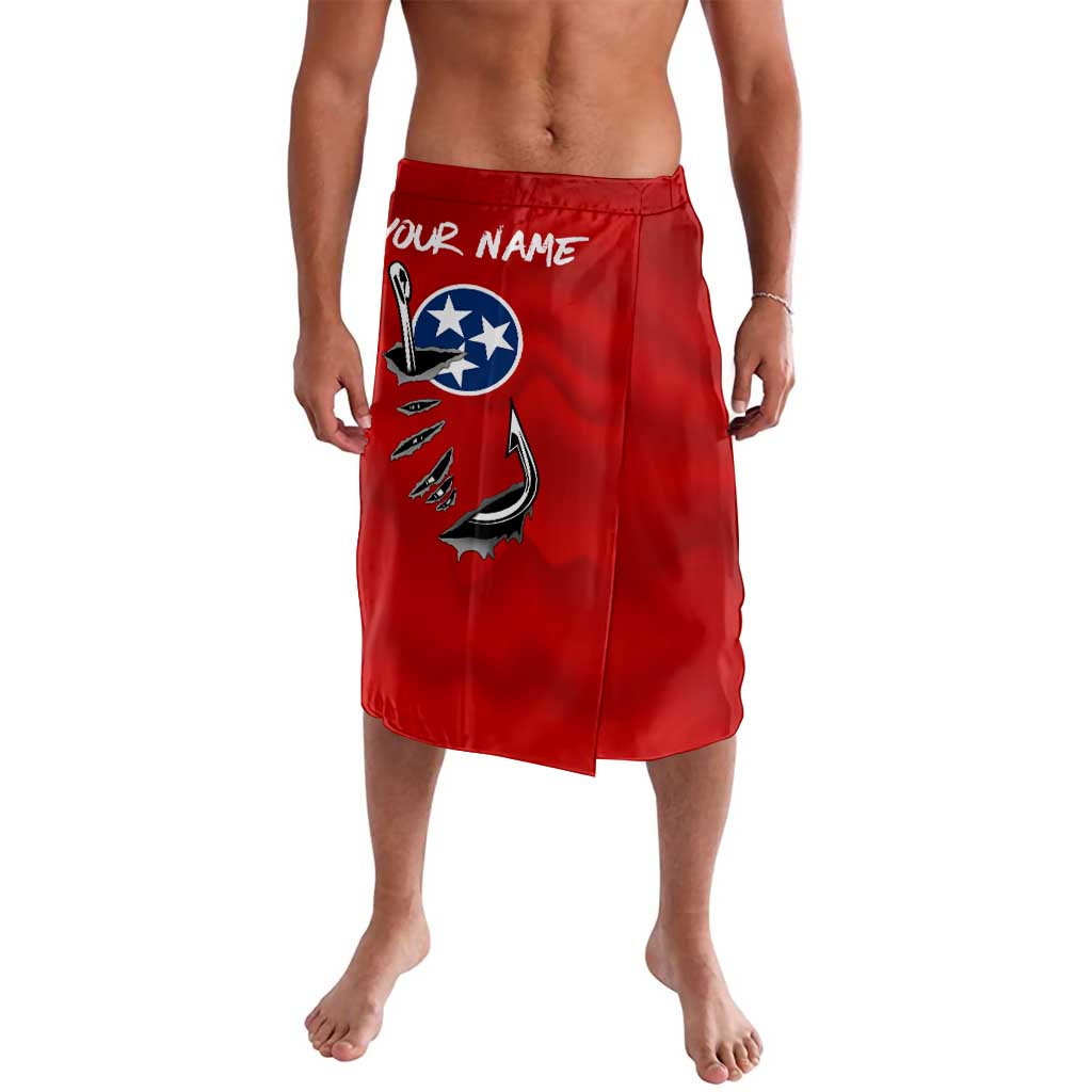 Tennessee Flag Fishing Lavalava with Ripped Hook Graphic and Triple Star Symbol in Red and Blue - Wonder Print Shop