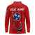 Tennessee Flag Fishing Long Sleeve Polo Shirt with Ripped Hook Graphic and Triple Star Symbol in Red and Blue - Wonder Print Shop