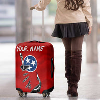 Tennessee Flag Fishing Luggage Cover with Ripped Hook Graphic and Triple Star Symbol in Red and Blue - Wonder Print Shop