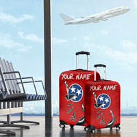 Tennessee Flag Fishing Luggage Cover with Ripped Hook Graphic and Triple Star Symbol in Red and Blue - Wonder Print Shop
