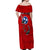 Tennessee Flag Fishing Off Shoulder Maxi Dress with Ripped Hook Graphic and Triple Star Symbol in Red and Blue - Wonder Print Shop