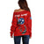 Tennessee Flag Fishing Off Shoulder Sweater with Ripped Hook Graphic and Triple Star Symbol in Red and Blue - Wonder Print Shop