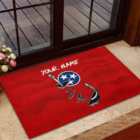 Tennessee Flag Fishing Rubber Doormat with Ripped Hook Graphic and Triple Star Symbol in Red and Blue - Wonder Print Shop