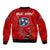 Tennessee Flag Fishing Sleeve Zip Bomber Jacket with Ripped Hook Graphic and Triple Star Symbol in Red and Blue - Wonder Print Shop