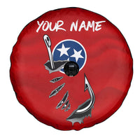 Tennessee Flag Fishing Spare Tire Cover with Ripped Hook Graphic and Triple Star Symbol in Red and Blue - Wonder Print Shop