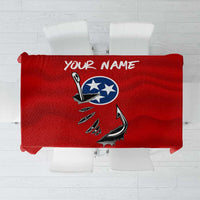 Tennessee Flag Fishing Tablecloth with Ripped Hook Graphic and Triple Star Symbol in Red and Blue - Wonder Print Shop