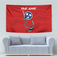 Tennessee Flag Fishing Tapestry with Ripped Hook Graphic and Triple Star Symbol in Red and Blue - Wonder Print Shop