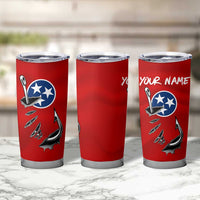 Tennessee Flag Fishing Tumbler Cup with Ripped Hook Graphic and Triple Star Symbol in Red and Blue - Wonder Print Shop