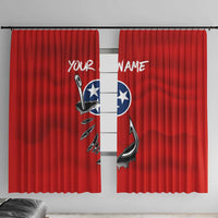 Tennessee Flag Fishing Window Curtain with Ripped Hook Graphic and Triple Star Symbol in Red and Blue - Wonder Print Shop