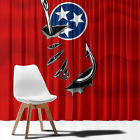 Tennessee Flag Fishing Window Curtain with Ripped Hook Graphic and Triple Star Symbol in Red and Blue - Wonder Print Shop