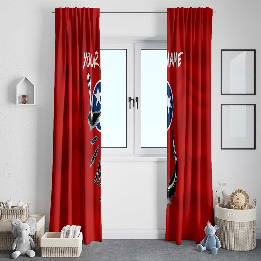 Tennessee Flag Fishing Window Curtain with Ripped Hook Graphic and Triple Star Symbol in Red and Blue - Wonder Print Shop