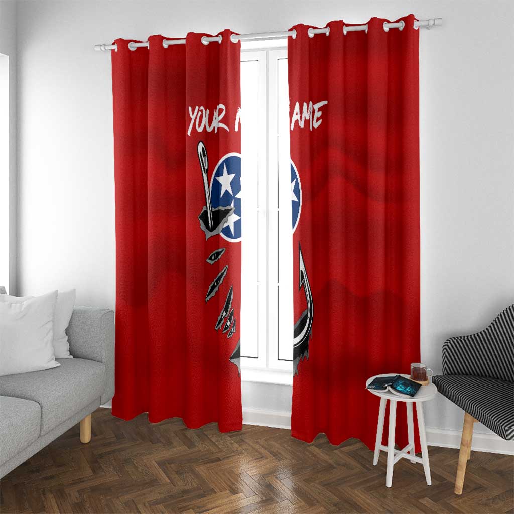 Tennessee Flag Fishing Window Curtain with Ripped Hook Graphic and Triple Star Symbol in Red and Blue - Wonder Print Shop