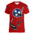 Tennessee Flag Fishing Women V-Neck T-Shirt with Ripped Hook Graphic and Triple Star Symbol in Red and Blue - Wonder Print Shop