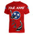 Tennessee Flag Fishing Women V-Neck T-Shirt with Ripped Hook Graphic and Triple Star Symbol in Red and Blue - Wonder Print Shop