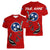 Tennessee Flag Fishing Women V-Neck T-Shirt with Ripped Hook Graphic and Triple Star Symbol in Red and Blue - Wonder Print Shop