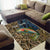Rainbow Trout Fishing Area Rug with Camouflage Reeds and Forest Background in Nature-Inspired Colors - Wonder Print Shop