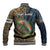 Rainbow Trout Fishing Baseball Jacket with Camouflage Reeds and Forest Background in Nature-Inspired Colors - Wonder Print Shop