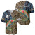 Rainbow Trout Fishing Baseball Jersey with Camouflage Reeds and Forest Background in Nature-Inspired Colors - Wonder Print Shop