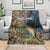 Rainbow Trout Fishing Blanket with Camouflage Reeds and Forest Background in Nature-Inspired Colors - Wonder Print Shop
