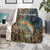 Rainbow Trout Fishing Blanket with Camouflage Reeds and Forest Background in Nature-Inspired Colors - Wonder Print Shop