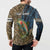 Rainbow Trout Fishing Button Sweatshirt with Camouflage Reeds and Forest Background in Nature-Inspired Colors - Wonder Print Shop
