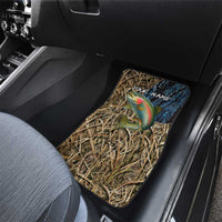 Rainbow Trout Fishing Car Mats with Camouflage Reeds and Forest Background in Nature-Inspired Colors - Wonder Print Shop