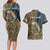 Rainbow Trout Fishing Couples Matching Long Sleeve Bodycon Dress and Hawaiian Shirt with Camouflage Reeds and Forest Background in Nature-Inspired Colors - Wonder Print Shop