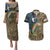 Rainbow Trout Fishing Couples Matching Puletasi and Hawaiian Shirt with Camouflage Reeds and Forest Background in Nature-Inspired Colors - Wonder Print Shop