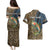 Rainbow Trout Fishing Couples Matching Puletasi and Hawaiian Shirt with Camouflage Reeds and Forest Background in Nature-Inspired Colors - Wonder Print Shop